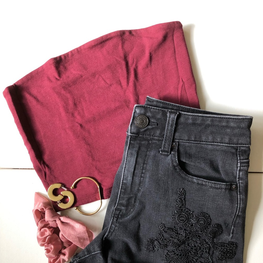 Red/Burgundy Tube Top